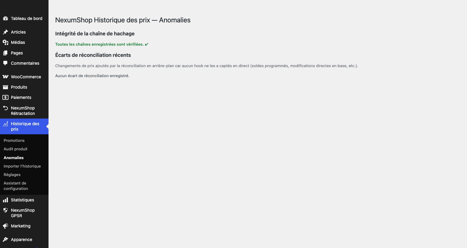 Écran des promotions à risque sur le prix antérieur