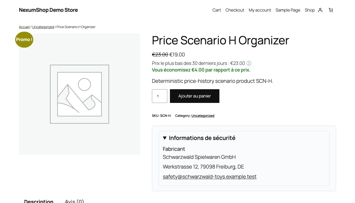 Ligne de prix antérieur sous un prix réduit, sur la fiche produit